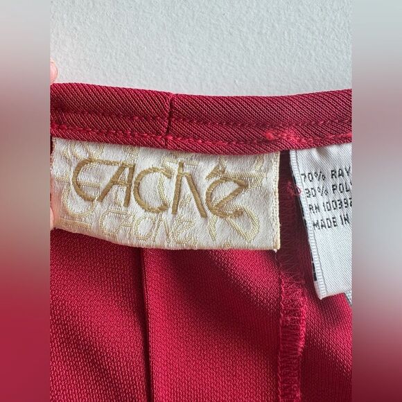 Cache Women’s Red Midi Skirt Size 6 Vintage Y2K Minimalist Rayon Blend - Picture 4 of 6